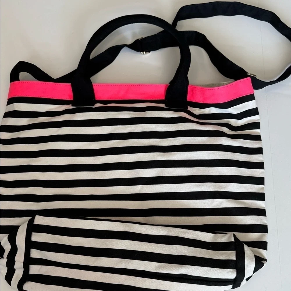 VICTORIA'S SECRET Striped Tote Bag Black White Pink Limited edition